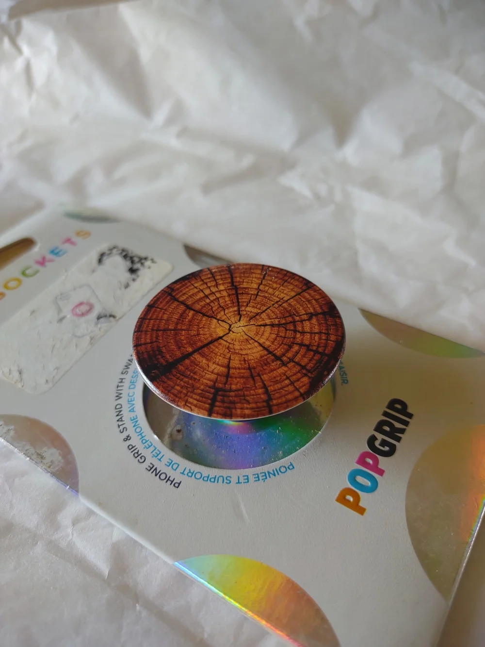 PopSocket PopGrip Phone Grip - Wood Slice Design NEW